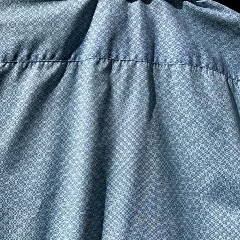 MTAILOR CUSTOM MADE CLOTHING BLUE DECO LATTICE LONG SLEEVE DRESS SHIRT LARGE - Picture 3 of 10
